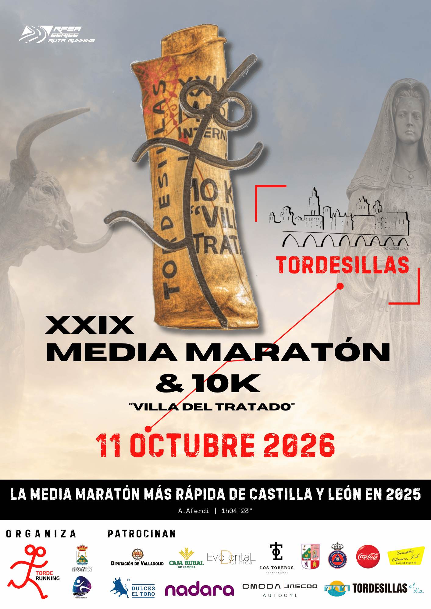 Cartel de XXIX Media Maratón Nacional Villa del Tratado de Tordesillas + XXIX 10 KM Villa del Tratado